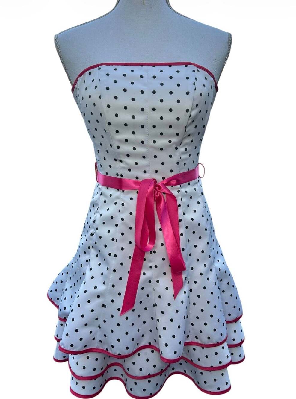 Roberta Strapless Polka Dot Tiered Dress Size 5/6